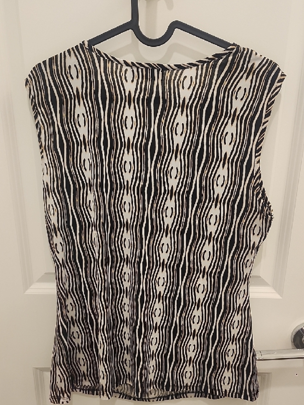 Laura Petites Black Brown White Stripe Sleeveless Blouse Womens XL - Picture 7 of 7